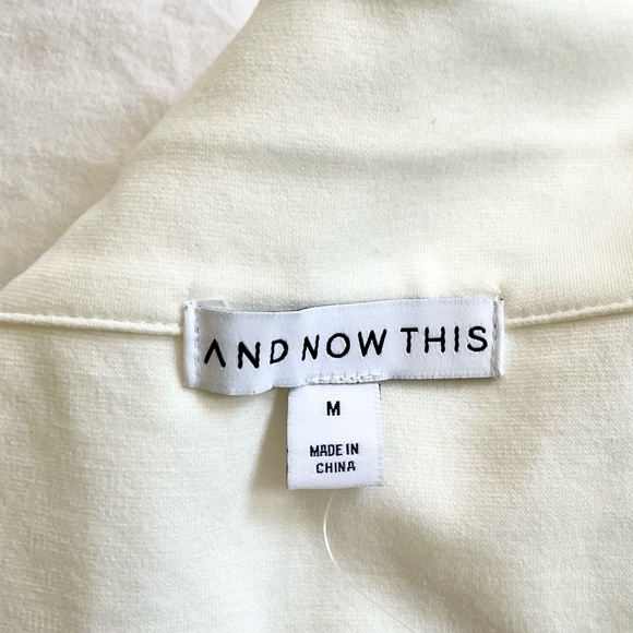 AND NOW THIS Size Medium White Collared Short Sleeve Ponte Knit Bodysuit Top Jrs - Picture 6 of 6